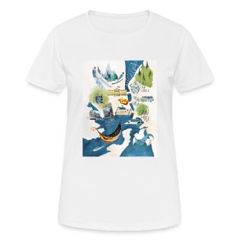 Illustriere Stadtkarte von Oslo als Souvenir - Frauen T-Shirt atmungsaktiv - Weiß - Vorne - AI Model Female 172 dark (172cm)