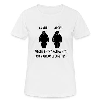 avant après - T-shirt respirant Femme - blanc - Devant - AI Model Female 172 dark (172cm)