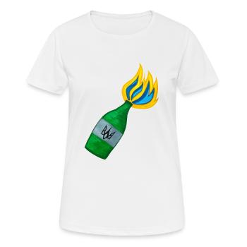 Molotowcocktail. Ukrainischer Kampf. UA-Symbol. - Frauen T-Shirt atmungsaktiv - Weiß - Vorne - AI Model Female 172 dark (172cm)