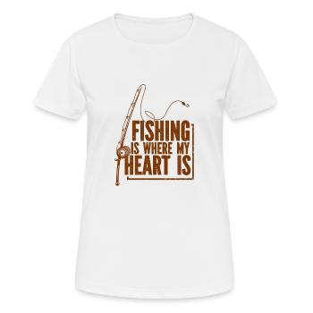 Angler Angelhaken Angelrute Sportfischer - Frauen T-Shirt atmungsaktiv - Weiß - Vorne - AI Model Female 172 dark (172cm)