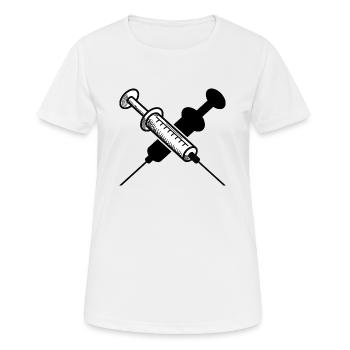 Infirmière en soins sédatifs Infirmière en injection sédative - T-shirt respirant Femme - blanc - Devant - AI Model Female 172 dark (172cm)
