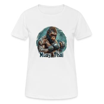 Muay Thai Exklusiv: unique Großstadt-Chic - Frauen T-Shirt atmungsaktiv - Weiß - Vorne - AI Model Female 172 dark (172cm)