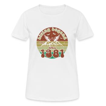 44th Birthday Living Legend since VIN 04/1981 - Women's Breathable T-Shirt - white - Front - AI Model Female 172 dark (172cm)