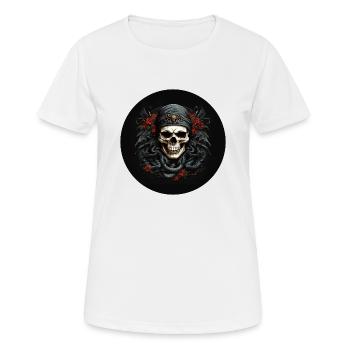 Dekorativer Schädel mit Schlangen - Frauen T-Shirt atmungsaktiv - Weiß - Vorne - AI Model Female 172 dark (172cm)