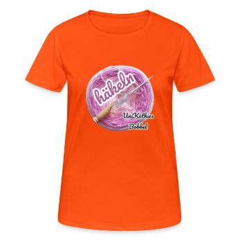 Häkeln - Frauen T-Shirt atmungsaktiv - Neonorange - Vorne - AI Model Female 172 dark (172cm)