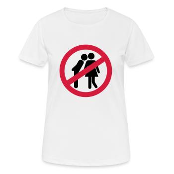Küssen verboten - Frauen T-Shirt atmungsaktiv - Weiß - Vorne - AI Model Female 172 dark (172cm)