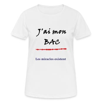 J'ai mon bac, les miracles existent - T-shirt respirant Femme - blanc - Devant - AI Model Female 172 dark (172cm)