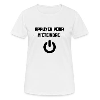 Appuyer pour m'éteindre - T-shirt respirant Femme - blanc - Devant - AI Model Female 172 dark (172cm)