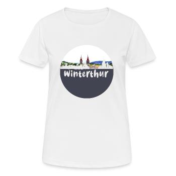 winterhur,skyline,retro, scherenschnitt,schweiz - Frauen T-Shirt atmungsaktiv - Weiß - Vorne - AI Model Female 172 dark (172cm)