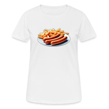 French fries and sausages Fast food Favorite dish - Women's Breathable T-Shirt - white - Front - AI Model Female 172 dark (172cm)