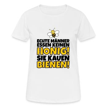 Les vrais hommes ne mangent pas de miel! Ils mâchent des abeilles! - T-shirt respirant Femme - blanc - Devant - AI Model Female 172 dark (172cm)