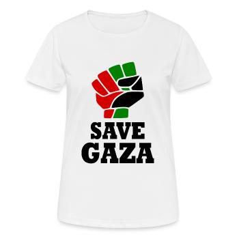 Save gaza - T-shirt respirant Femme - blanc - Devant - AI Model Female 172 dark (172cm)