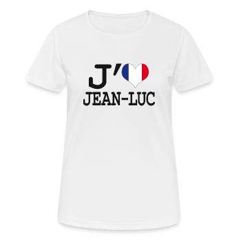 j'aime jean-luc - T-shirt respirant Femme - blanc - Devant - AI Model Female 172 dark (172cm)