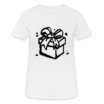 Boîte cadeau / boîte cadeau - present - T-shirt respirant Femme - blanc - Devant - AI Model Female 172 dark (172cm)