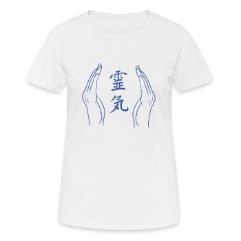 Hände mit Reiki Zeichen - Energetiker - Frauen T-Shirt atmungsaktiv - Weiß - Vorne - AI Model Female 172 dark (172cm)