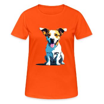Jack Russel keucht - Frauen T-Shirt atmungsaktiv - Neonorange - Vorne - AI Model Female 172 dark (172cm)