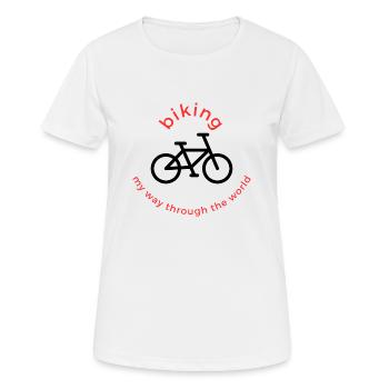 Biking - Frauen T-Shirt atmungsaktiv - Weiß - Vorne - AI Model Female 172 dark (172cm)