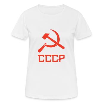 udssr Soviet hammer and sickle, Hammer und Sichel - Frauen T-Shirt atmungsaktiv - Weiß - Vorne - AI Model Female 172 dark (172cm)