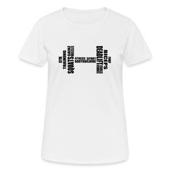 Fitness Hantel - Frauen T-Shirt atmungsaktiv - Weiß - Vorne - AI Model Female 172 dark (172cm)