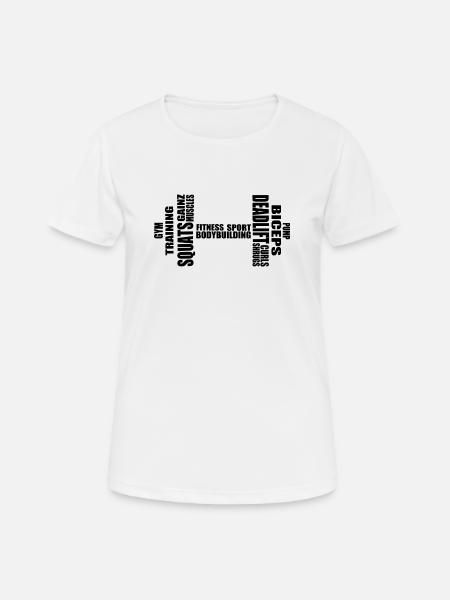 Fitness Hantel - Frauen T-Shirt atmungsaktiv - Weiß