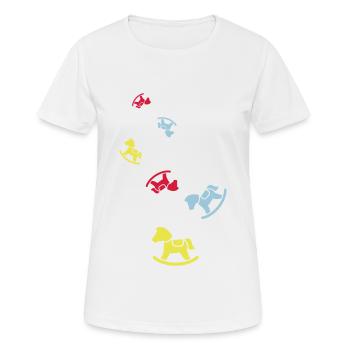 Icône de l’icône Shovel Horse - T-shirt respirant Femme - blanc - Devant - AI Model Female 172 dark (172cm)
