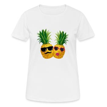 Mr. & Mrs. Pineapple - Frauen T-Shirt atmungsaktiv - Weiß - Vorne - AI Model Female 172 dark (172cm)