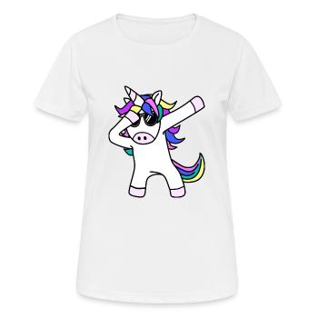 Dabbing Einhorn - Frauen T-Shirt atmungsaktiv - Weiß - Vorne - AI Model Female 172 dark (172cm)