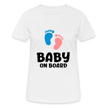 Slogan bébé à bord - bébé à bord. Pieds - T-shirt respirant Femme - blanc - Devant - AI Model Female 172 dark (172cm)