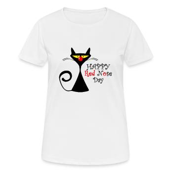Lustige Katze Glücklicher Tag mit der roten Nase - Frauen T-Shirt atmungsaktiv - Weiß - Vorne - AI Model Female 172 dark (172cm)