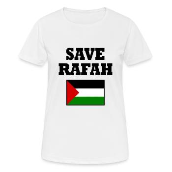Save rafah - T-shirt respirant Femme - blanc - Devant - AI Model Female 172 dark (172cm)