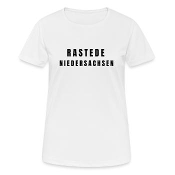 Rastede⁠ Niedersachsen - Frauen T-Shirt atmungsaktiv - Weiß - Vorne - AI Model Female 172 dark (172cm)