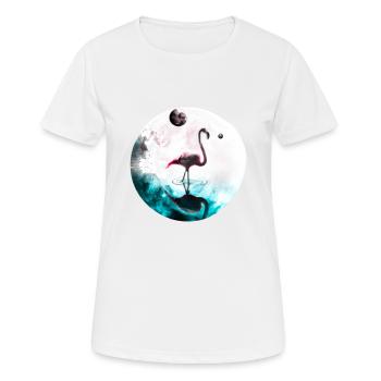 Flamingo Galaxie Universum Planet Geschenkidee - Frauen T-Shirt atmungsaktiv - Weiß - Vorne - AI Model Female 172 dark (172cm)