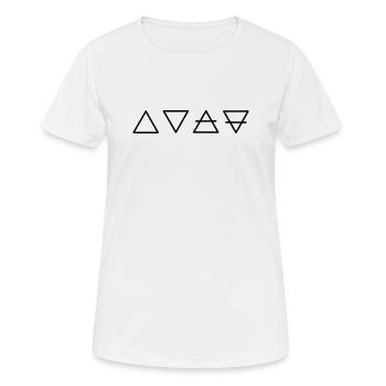 Quatre éléments - le feu, l’eau, l’air, la terre - T-shirt respirant Femme - blanc - Devant - AI Model Female 172 dark (172cm)