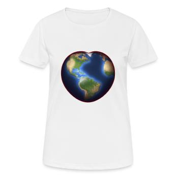 Terre Coeur Géographie Coeur Idée Cadeau Planète - T-shirt respirant Femme - blanc - Devant - AI Model Female 172 dark (172cm)