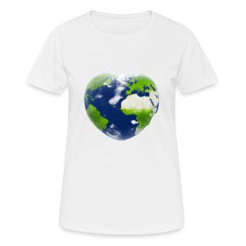 Erde Herz herzförmiger Planet Geschenkidee - Frauen T-Shirt atmungsaktiv - Weiß - Vorne - AI Model Female 172 dark (172cm)