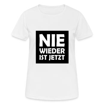 Nie wieder ist jetzt - Frauen T-Shirt atmungsaktiv - Weiß - Vorne - AI Model Female 172 dark (172cm)