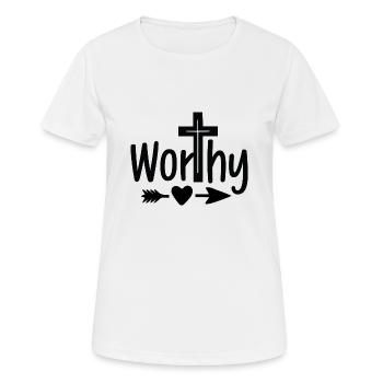 Wertvoll - Frauen T-Shirt atmungsaktiv - Weiß - Vorne - AI Model Female 172 dark (172cm)
