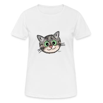 Kätzchen Lissy (smiling) - Frauen T-Shirt atmungsaktiv - Weiß - Vorne - AI Model Female 172 dark (172cm)