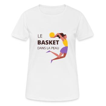 Le basket dans la peau basketball féminin humour - T-shirt respirant Femme - blanc - Devant - AI Model Female 172 dark (172cm)