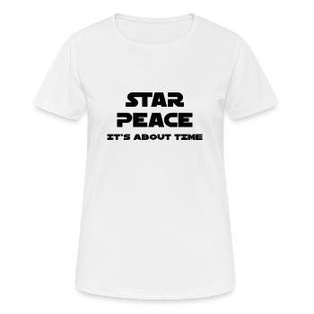 STAR PEACE - It's about time (Parody) - Frauen T-Shirt atmungsaktiv - Weiß - Vorne - AI Model Female 172 dark (172cm)