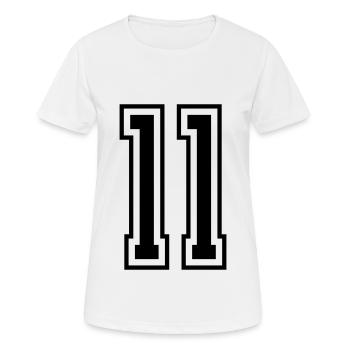 11 Numéro de numéro - T-shirt respirant Femme - blanc - Devant - AI Model Female 172 dark (172cm)