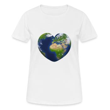 Earth Heart Gift Idea Heart Shaped Planet - Women's Breathable T-Shirt - white - Front - AI Model Female 172 dark (172cm)