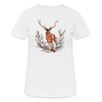 Cerf rouge bois bois chasseurs amoureux de la nature - T-shirt respirant Femme - blanc - Devant - AI Model Female 172 dark (172cm)