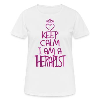 Keep Calm Therapeut cool Therapeut Geschenk - Frauen T-Shirt atmungsaktiv - Weiß - Vorne - AI Model Female 172 dark (172cm)