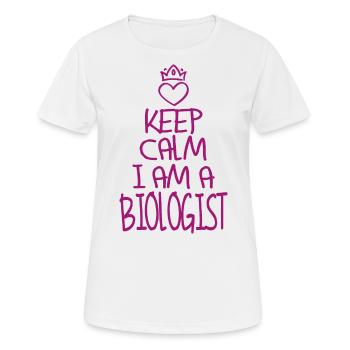Keep Calm Biologe cool Biologe Geschenk - Frauen T-Shirt atmungsaktiv - Weiß - Vorne - AI Model Female 172 dark (172cm)