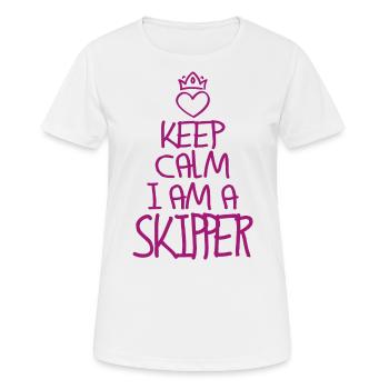 Keep Calm Skipper cool Skipper Geschenk - Frauen T-Shirt atmungsaktiv - Weiß - Vorne - AI Model Female 172 dark (172cm)