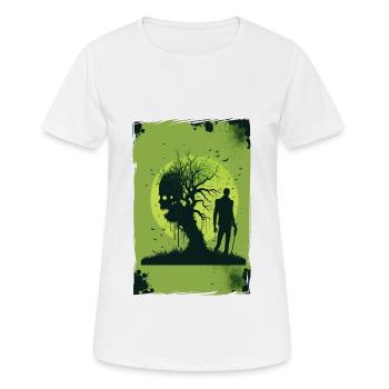 Zombie Illustration Minimalistisches Design - Frauen T-Shirt atmungsaktiv - Weiß - Vorne - AI Model Female 172 dark (172cm)