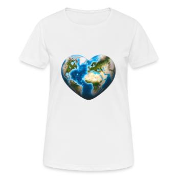 Idée cadeau de planète en forme de cœur de cœur de terre - T-shirt respirant Femme - blanc - Devant - AI Model Female 172 dark (172cm)