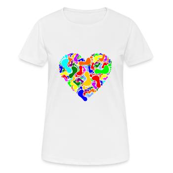 Herz mit Fußabdrücken - Frauen T-Shirt atmungsaktiv - Weiß - Vorne - AI Model Female 172 dark (172cm)