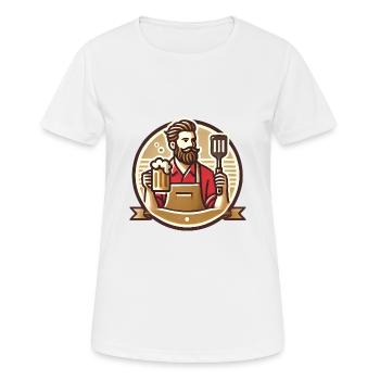 Grille barbue Master Badge Design - T-shirt respirant Femme - blanc - Devant - AI Model Female 172 dark (172cm)